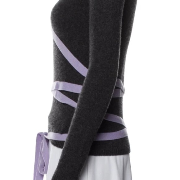 NWOT TSE Cashmere Long Sleeve V-Neck Sweater Grey Purple XS $425 - Picture 6 of 6